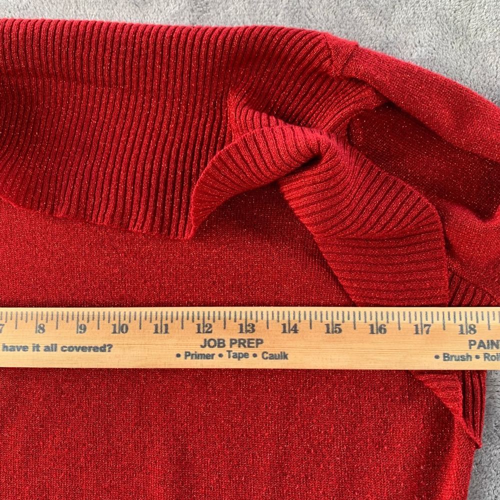 Red Metallic Knit Sweater Tank & Shrug Set | Lurex Holiday Party Twinset M L - Picture 6 of 12